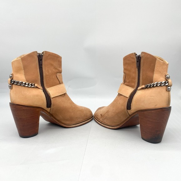 Lucchese Spirit Womens 8.5B Boots‎ Shoes Tan Chain Harness Heel Western Cowgirl - Picture 7 of 16